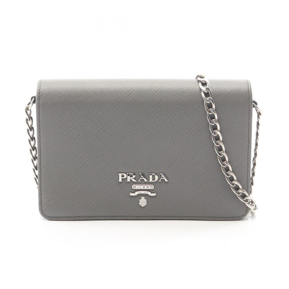 Prada SAFFIANO LUX Shoulder Bag Leather Gray